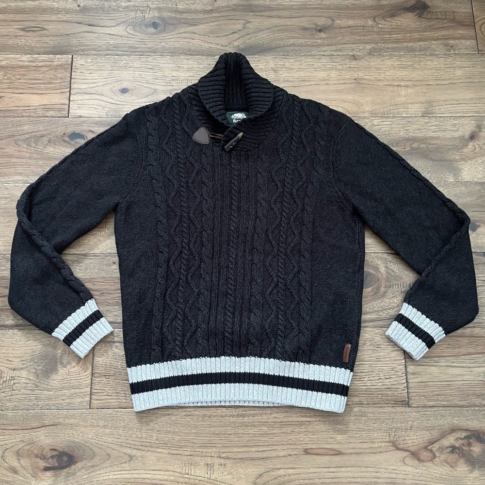 Roots Cable Knit Shawl Collar Pullover Sweater